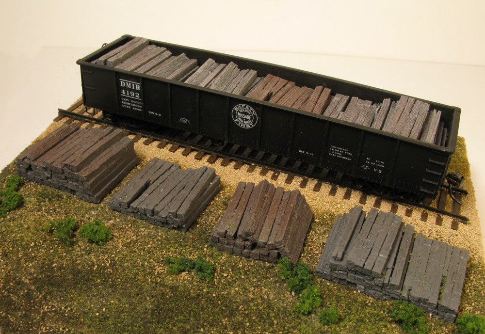 Monroe Models 2108 HO Scale Weathered Railroad Tie Stacks