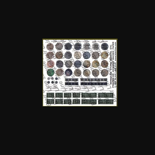 162 HO scale MANHOLE COVERS - Peel & Stick