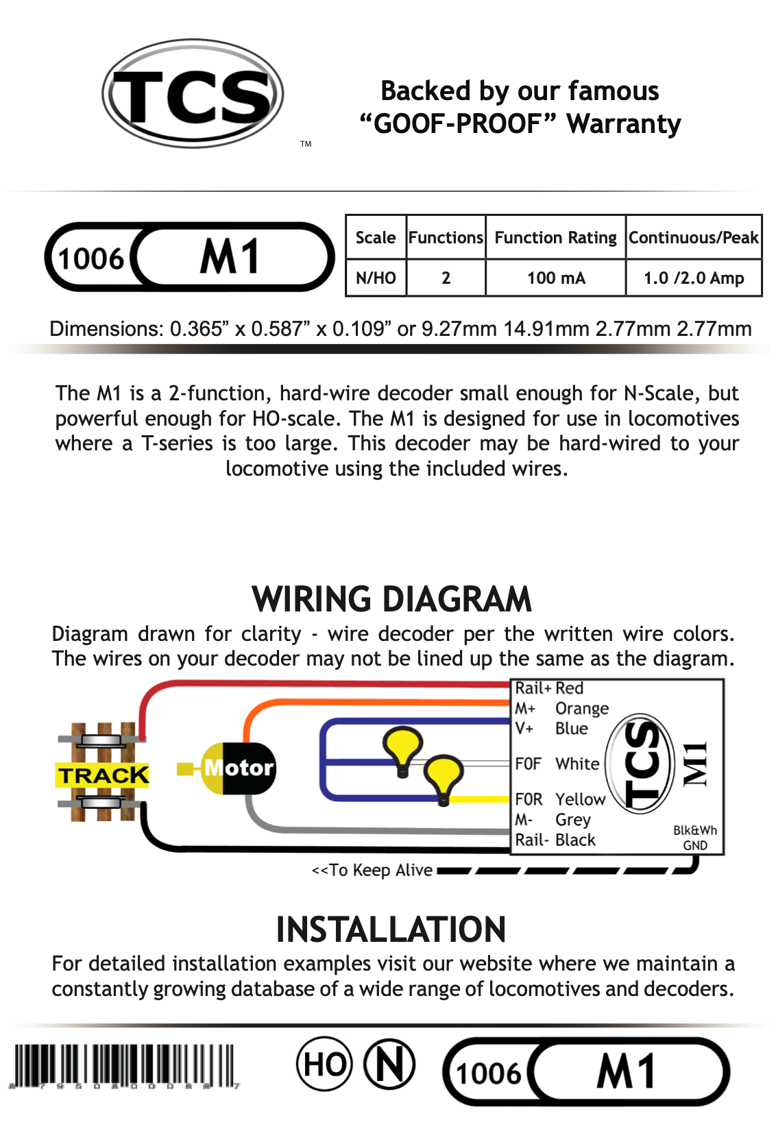 TCS 1006 M1 Micro 2 Function Decoder