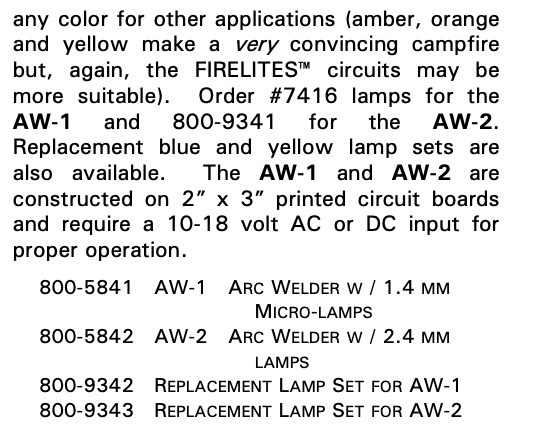 800-5842 AW-2 Arc Welder Circuit with 2.4mm lamps