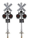 862B HO Railroad Crossing Signals (pair) with bell casting & LEDs
