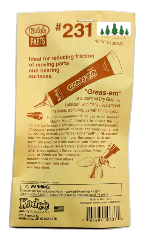 KADEE 231 Greas-em Dry Graphite Lubricant 5.5 gram tube
