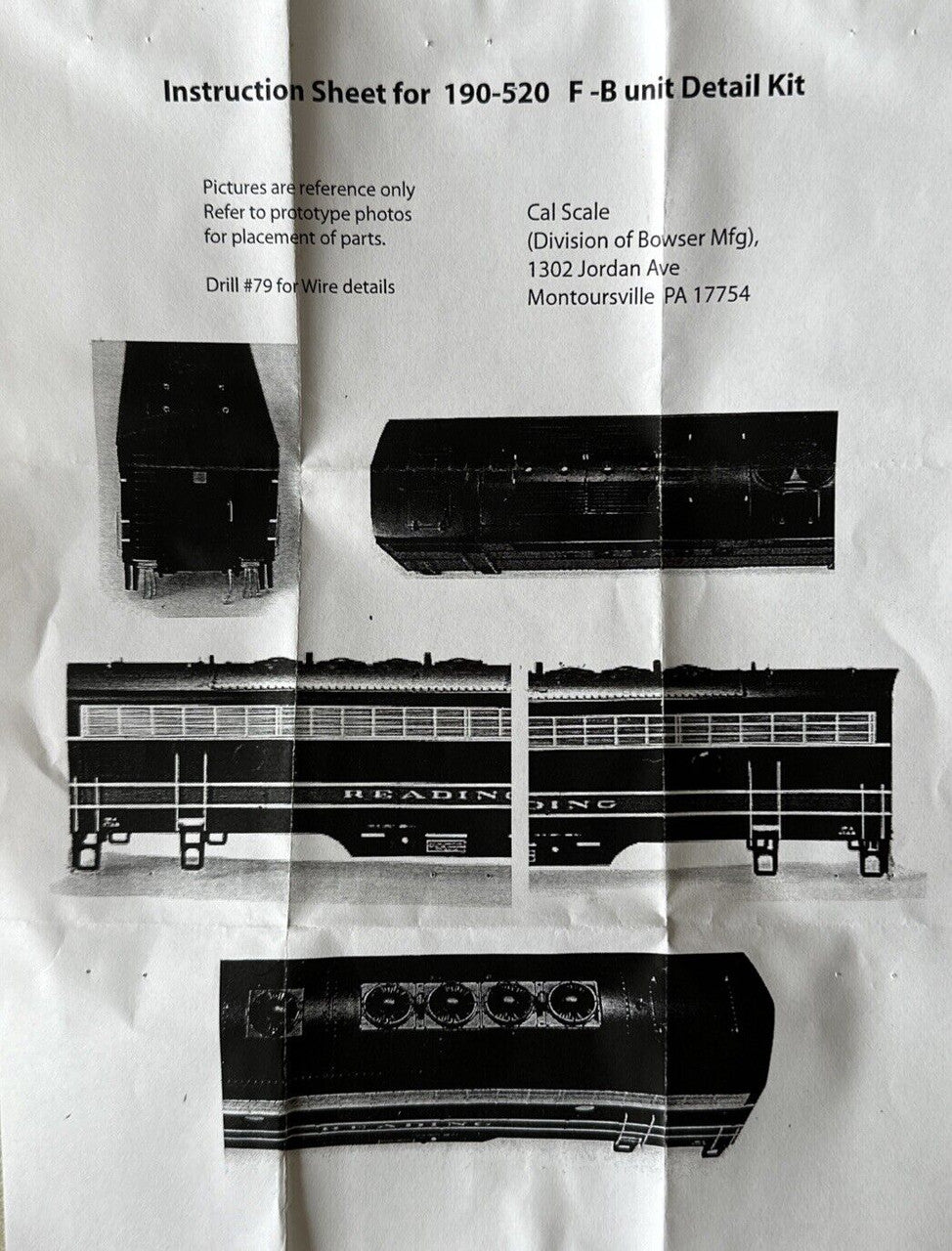 190-520 HO Diesel Detail Kit for EMD F & FT "B" Units