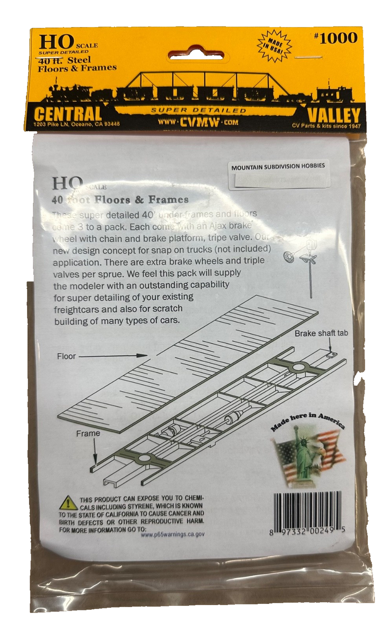1000 HO 40' Car Floor & Underframe & Brake Details