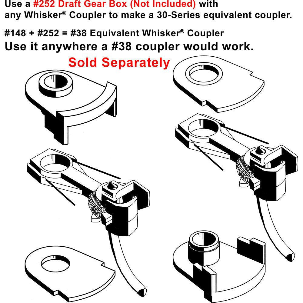 Kadee #147 HO Scale Whisker® Metal Couplers with Gearboxes - Medium (9/32") Underset Shank