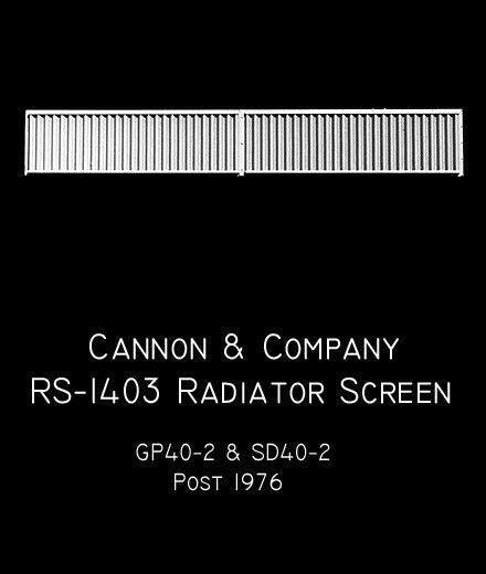 RS-1403 Radiator Screen for Late GP40-2 & SD40-2