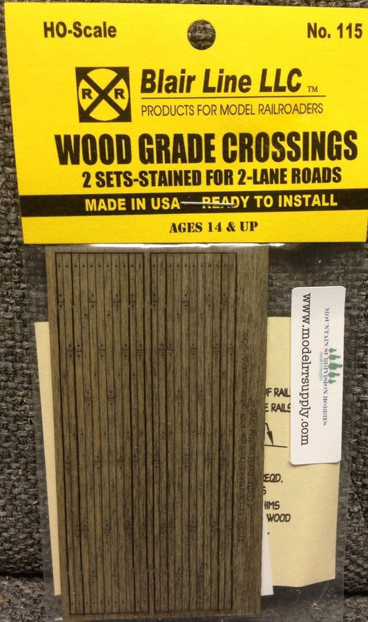 115 HO Wood Grade Crossing STAINED 2 Lane Laser cut