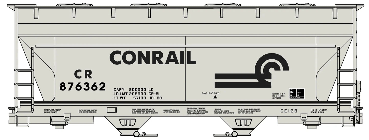 2223 HO ACF 2-Bay Covered Hopper Conrail CR #876362 | Kit