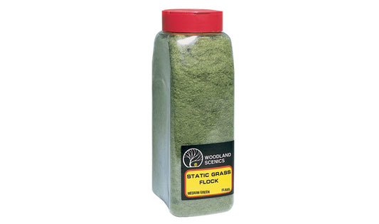 Woodland Scenics FL635 Static Grass Flock - Medium Green - 1mm to 3mm - Shaker