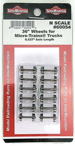 60054 N scale 36" wheels for Micro-Trains trucks (12 pack)