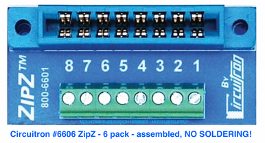 800-6606 ZipZ Solderless Connection System for Tortoise and SMAIL 6 Pack