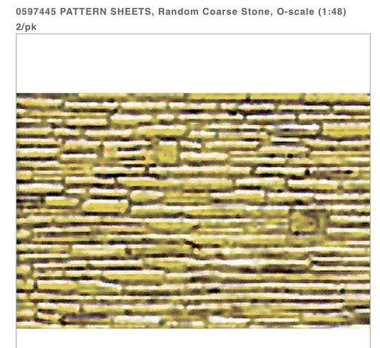 97445 Pattern Sheets | Random Course Stone | O Scale | 7.5 x 12" | 2/pk