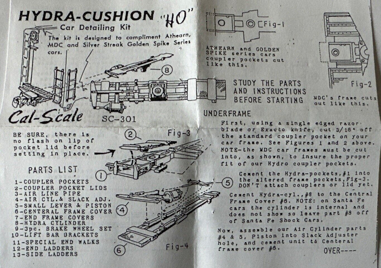 190-301 HO scale Hydra-Cushion Detail set
