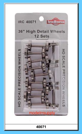 40071 12 Pack HO 36" High Detail Insulated Metal Wheelsets / axles