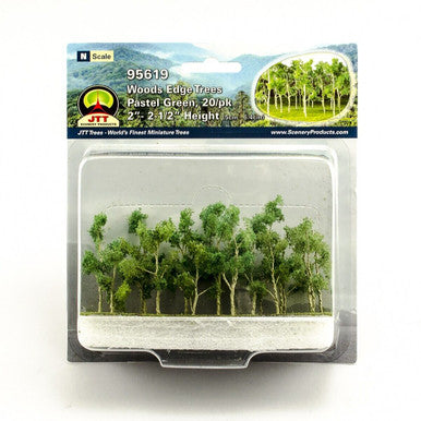 JTT Scenery 95619 Woods Edge Trees - Pastel Green - 2" to 2.5" - N scale - 20 pack