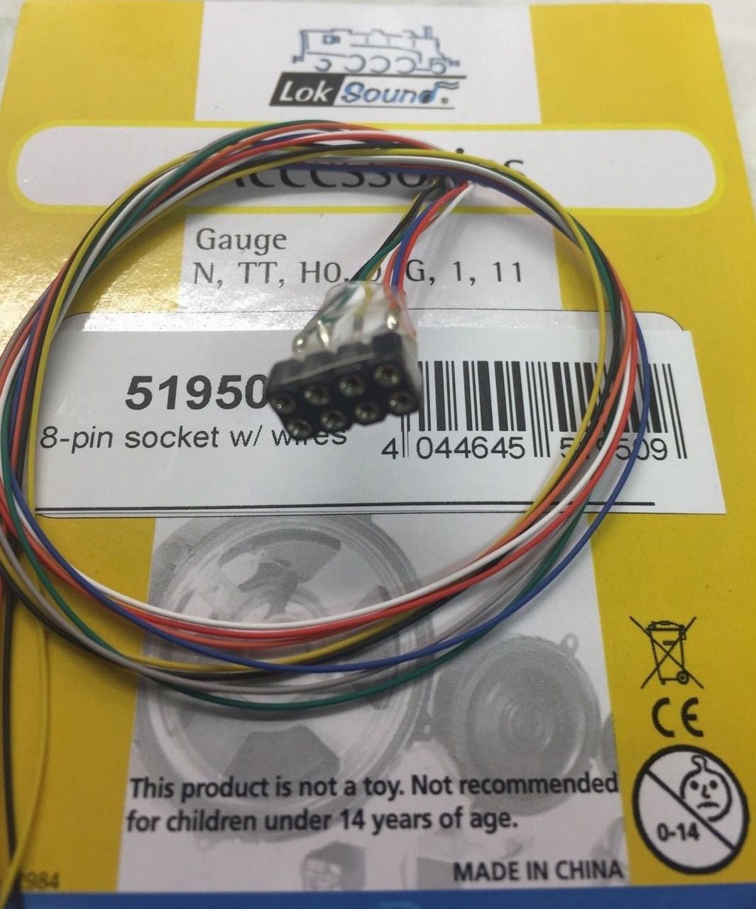 51950 Cable Harness NMRA 8-pin plug, NEM652, DCC Color, 300mm