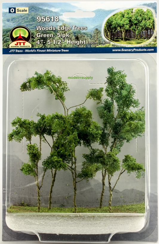 JTT 95618 Woods Edge Trees - Green - 4" to 5.5", O-scale, 5/pk