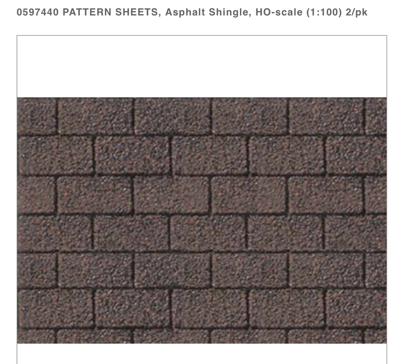 97440 Pattern Sheets | Asphalt Shingle | HO Scale | 1:100 | 7.5 x 12" | 2/pk
