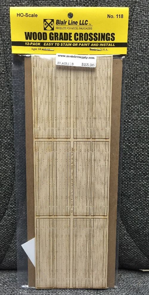 118 Laser-cut 12 Pack 2-lane Wood Grade Crossings 3.56"