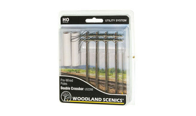 Woodland Scenics US2266 HO Pre-Wired Poles - Double Crossbar