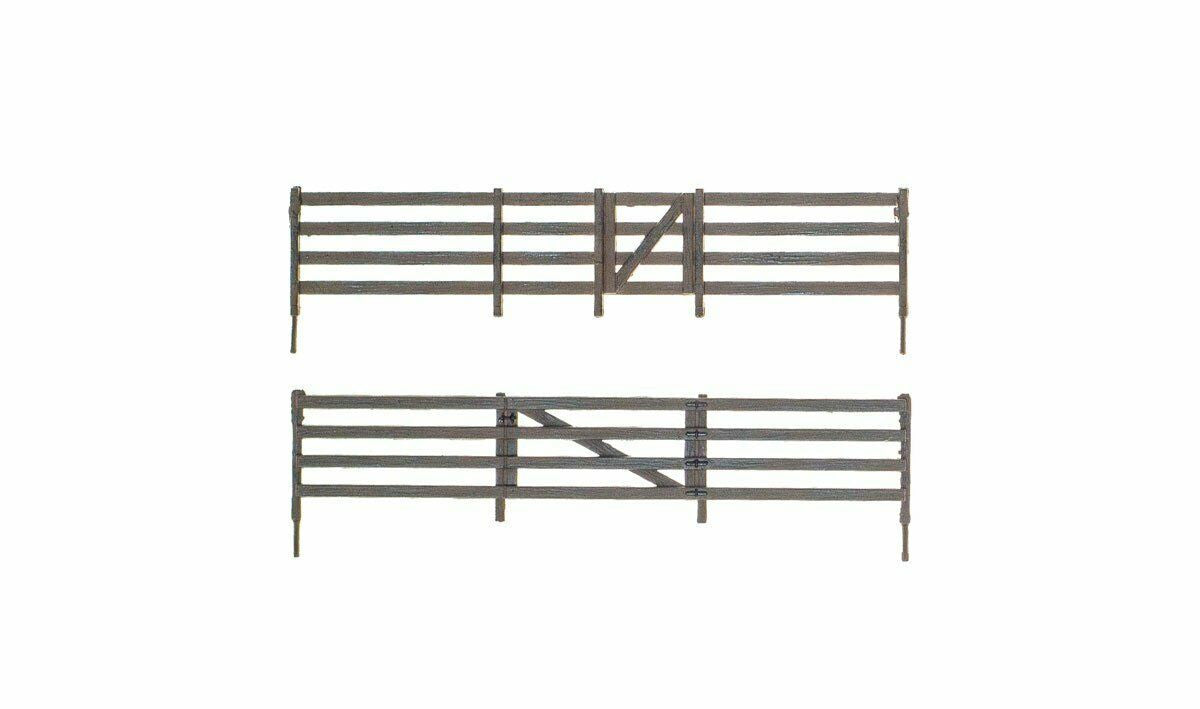 Woodland Scenics A2982 HO Weathered Rail Fence with 2 Gates 26.4"