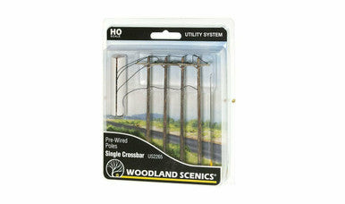 Woodland Scenics US2265 HO Pre-Wired Poles - Single Crossbar