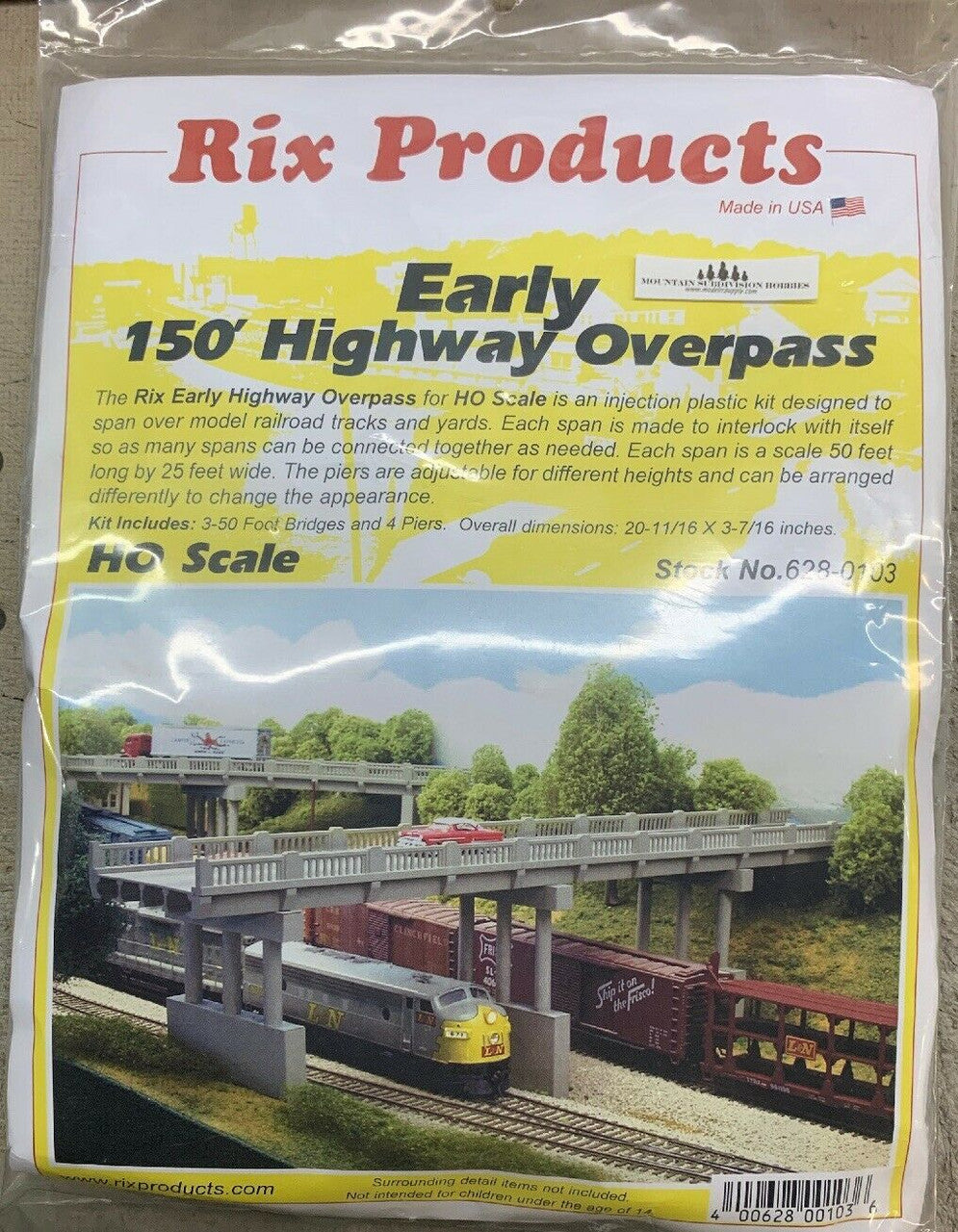 628-0103 HO 150' Early Style Highway Bridge & 4 piers kit