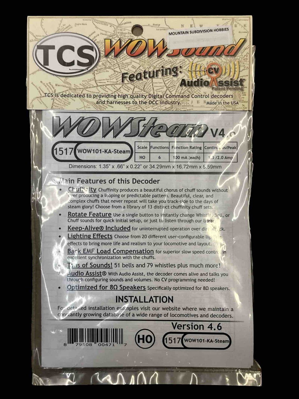 TCS 1517 WOW101-KA-Steam DCC Sound Decoder with Keep Alive | Version 4.6